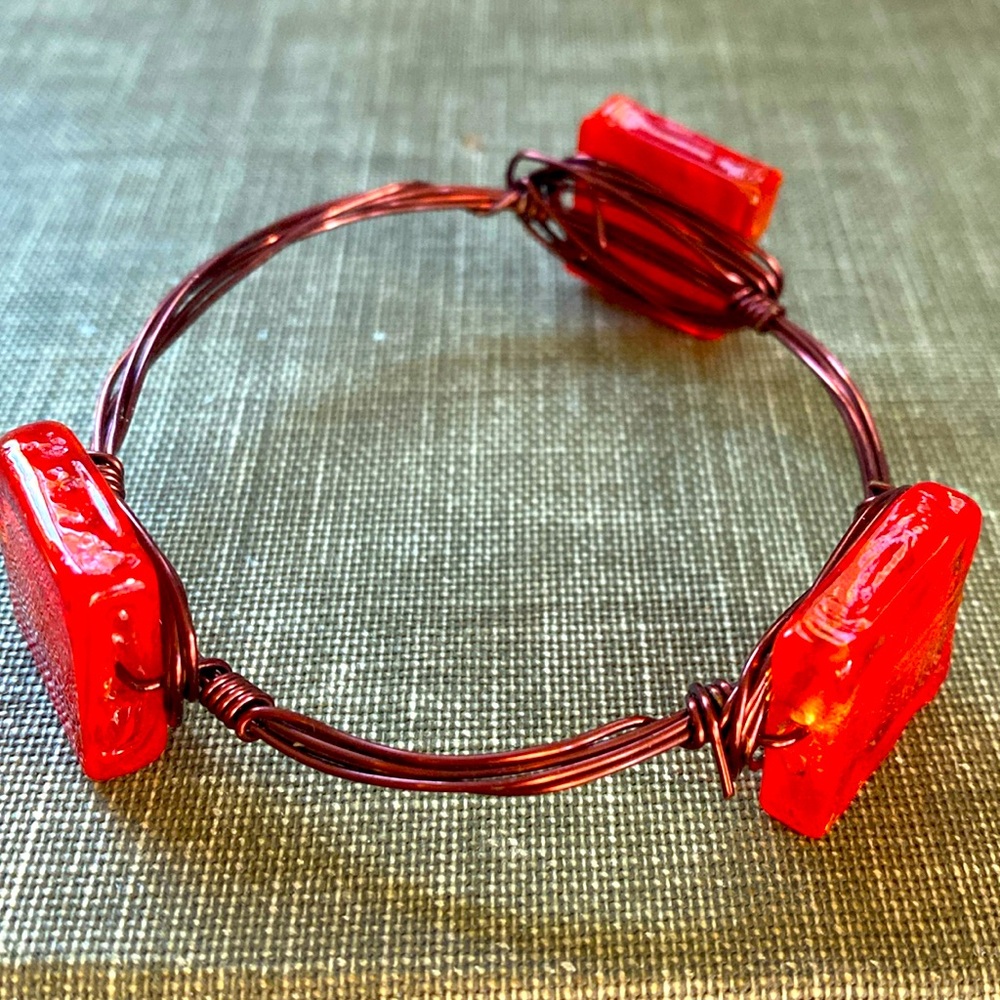 Red Wire Wrapped Bracelet